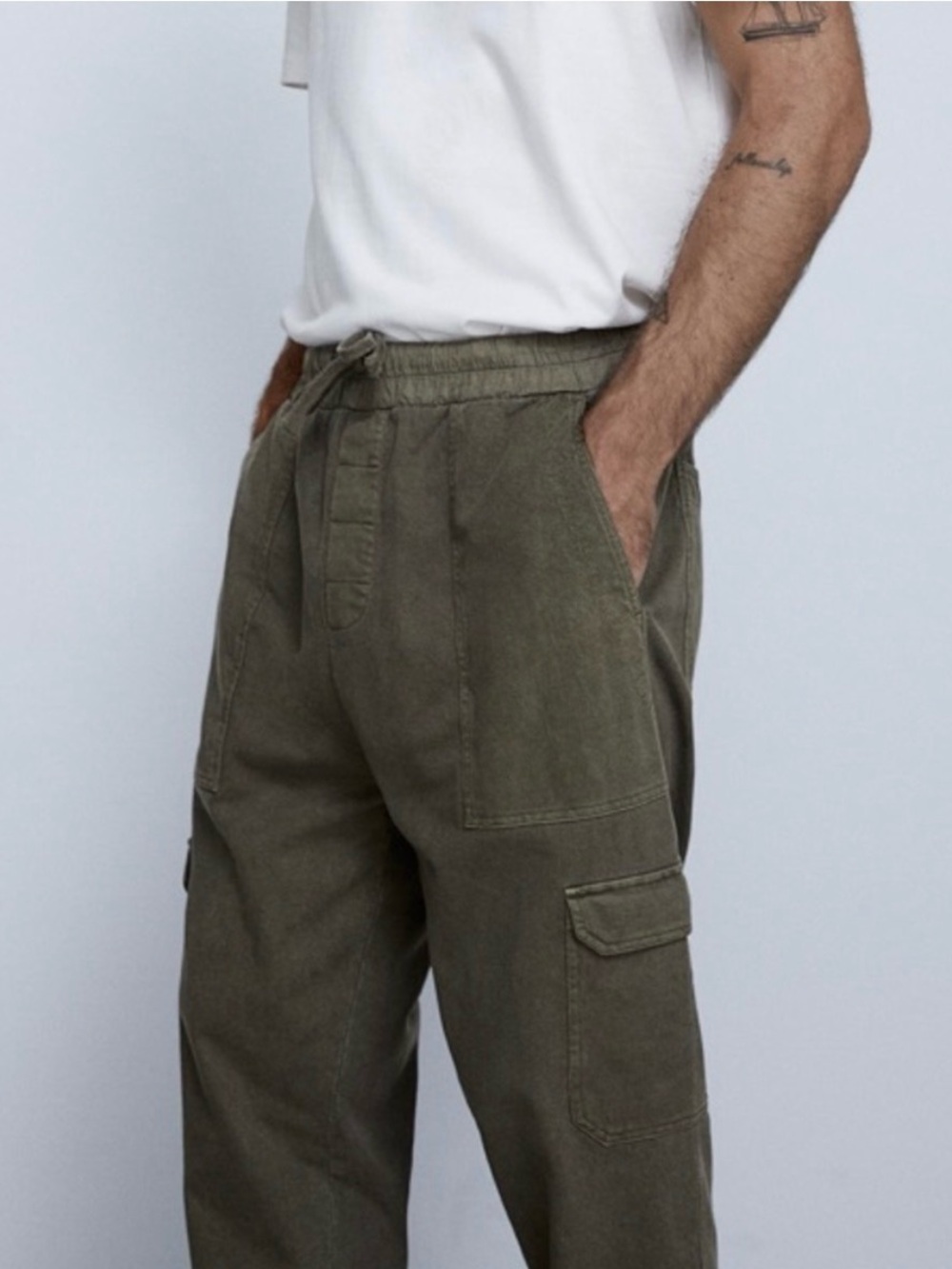 Zara Men's Olive Green Cargo Pants